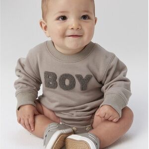 LĒ LĀ LŌ - Boy Chenille Sweatshirt Romper - Baby